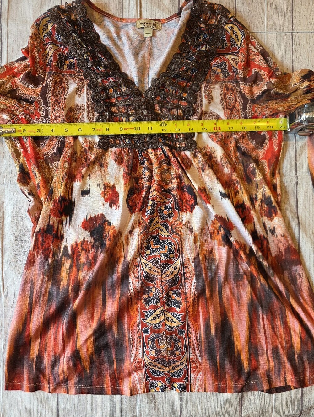 Live and Let Live •Size XL• Witchy Boho Whimsy Longline Top Crochet Detail - Picture 7 of 9